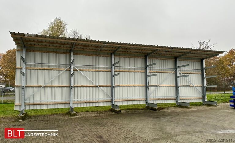 Cantilever-reol Kragarmregal mit Dach & Rückwand H:400cm Fuß + 3 Ebenen