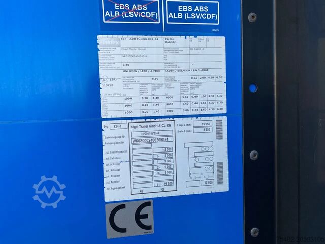 Csúszó ponyvák Kögel S24-1 / Tautliner / SAF + Disc / 1x Lift Axle