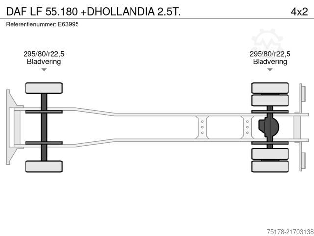 Bâche DAF LF 55.180 +DHOLLANDIA 2.5T.