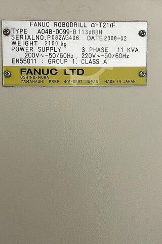 Vertical machining center Fanuc Robodrill a-T21 iF