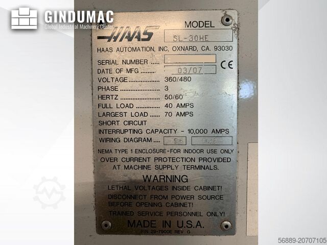 Máquina de torneamento horizontal HAAS HAAS SL-30HE