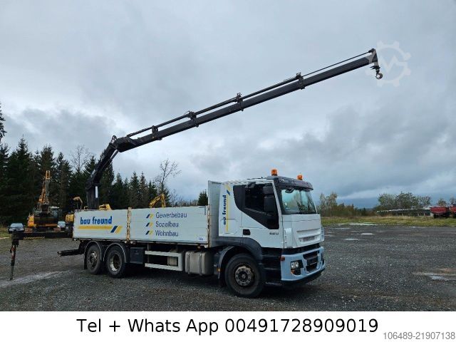 Flatbed truck IVECO AT 260S42Y 7PS Kran+FUNK Hiab 166 E-4H EEV