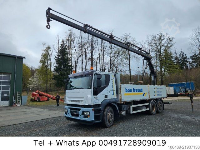 Flatbed truck IVECO AT 260S42Y 7PS Kran+FUNK Hiab 166 E-4H EEV