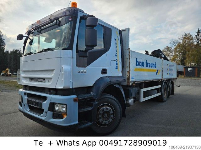 Flatbed truck IVECO AT 260S42Y 7PS Kran+FUNK Hiab 166 E-4H EEV