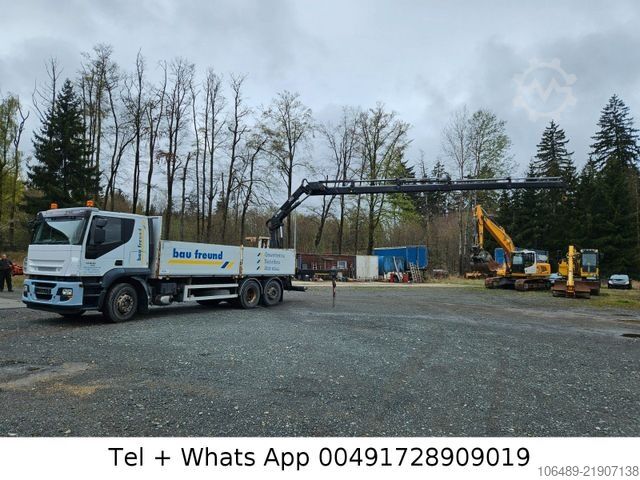Flatbed truck IVECO AT 260S42Y 7PS Kran+FUNK Hiab 166 E-4H EEV