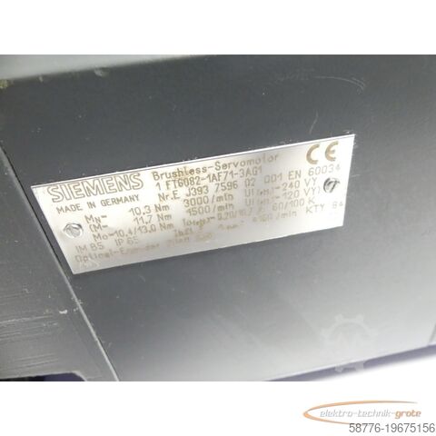 Steuerung Siemens 1FT6082-1AF71-3AG1 Synchronservomotor SN: EJ393759602001