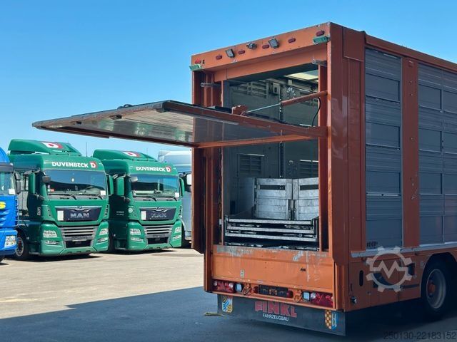Semi-remorque pour bétail Finkl SAV35 4.Stock Hubdach Lift Tränke Tridec