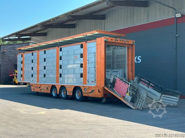 Semi-remorque pour bétail Finkl SAV35 4.Stock Hubdach Lift Tränke Tridec