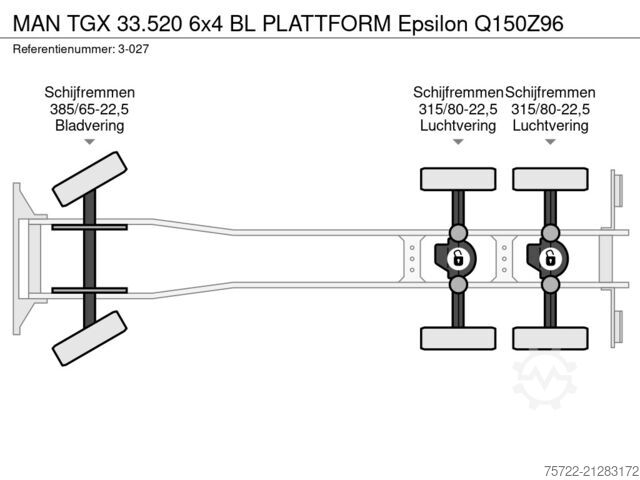 Kamion druri MAN TGX 33.520 6x4 BL PLATTFORM Epsilon Q150Z96