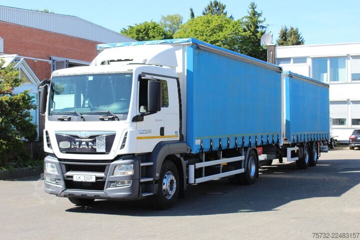 Camión plataforma con toldo MAN TGS 18.440 Plane Zug Schlafplatz AHK Retarder