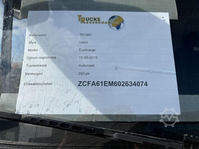 Terpal Iveco Eurocargo 120E28 + DHOLLANDIA LOADLIFT + EURO 6...