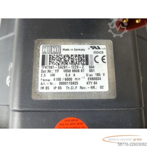 Jednostka sterująca KUKA 1FK7081-5AZ91-1ZZ9-Z S04 Servomotor SN: YFV050660867001