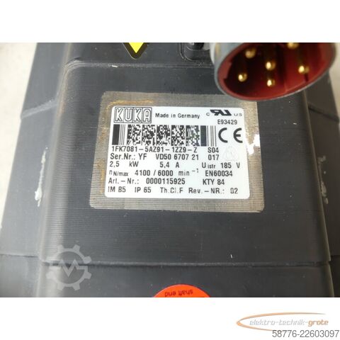 Jednostka sterująca KUKA 1FK7081-5AZ91-1ZZ9-Z S04 Servomotor SN: YFVD50670721017