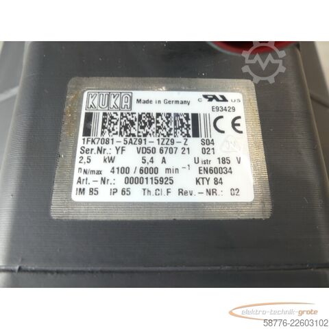 Jednostka sterująca KUKA 1FK7081-5AZ91-1ZZ9-Z S04 Servomotor SN: YFVD50670721021