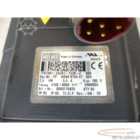 Jednostka sterująca KUKA 1FK7081-5AZ91-1ZZ9-Z S04 Servomotor SN: YFW250675447024