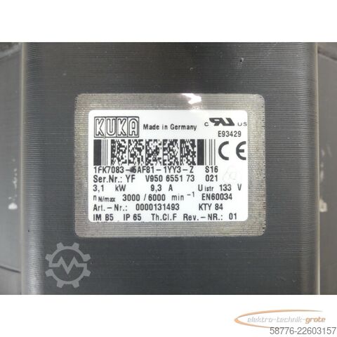 блок управління KUKA 1FK7083-5AF81-1YY3-Z S16 Servomotor SN: YFV950655173021