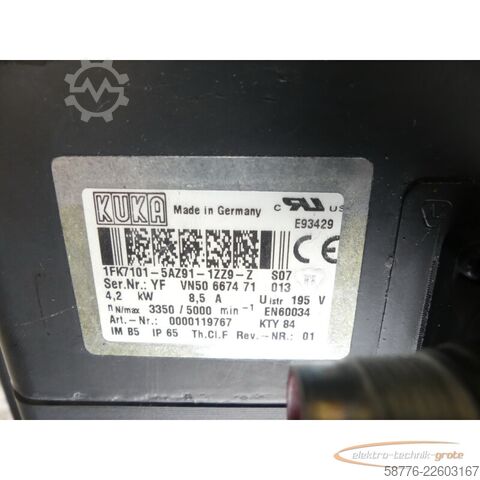 блок управління KUKA 1FK7101-5AZ91-1ZZ9-Z S07 Servomotor SN: YFVN50667471013