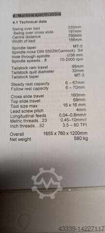 Lead/traction spindle lathe JET GHB-1330