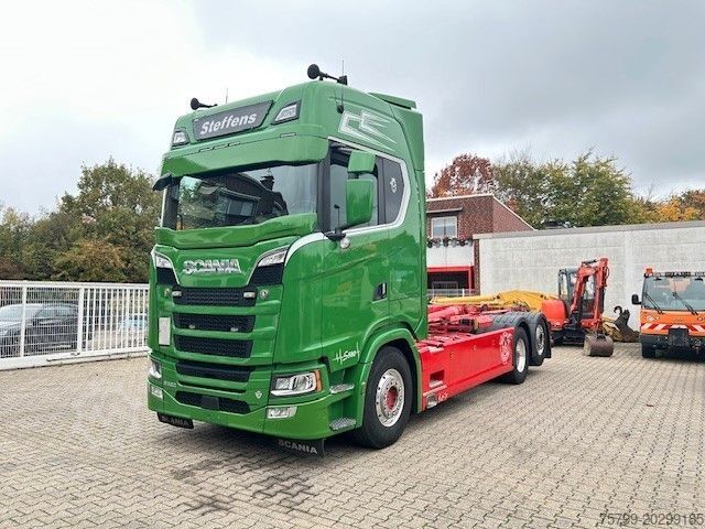 Rúllupalli vörubíll SCANIA S580 V8 MEILLER Abroller  mit Lift+Lenkachse 6x2