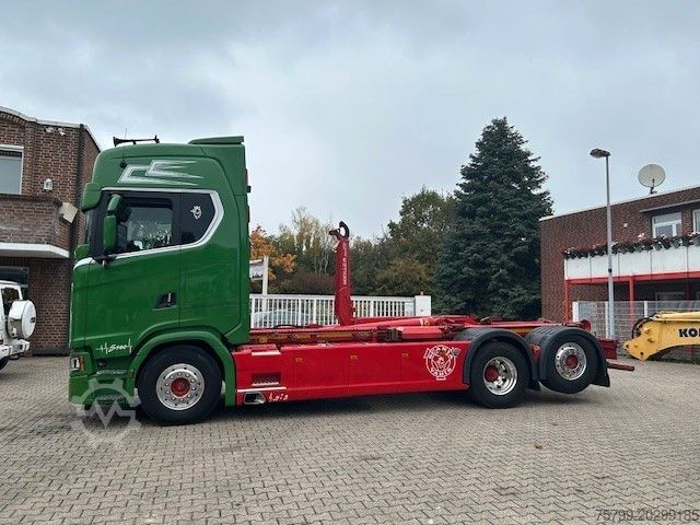 Rúllupalli vörubíll SCANIA S580 V8 MEILLER Abroller  mit Lift+Lenkachse 6x2