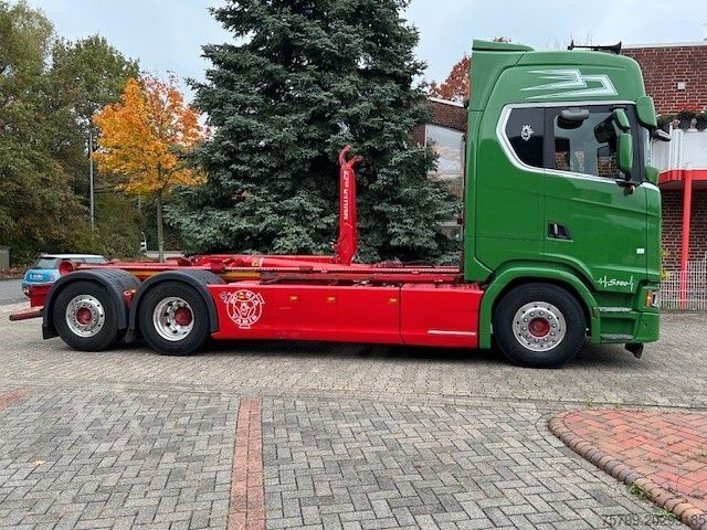 Rúllupalli vörubíll SCANIA S580 V8 MEILLER Abroller  mit Lift+Lenkachse 6x2