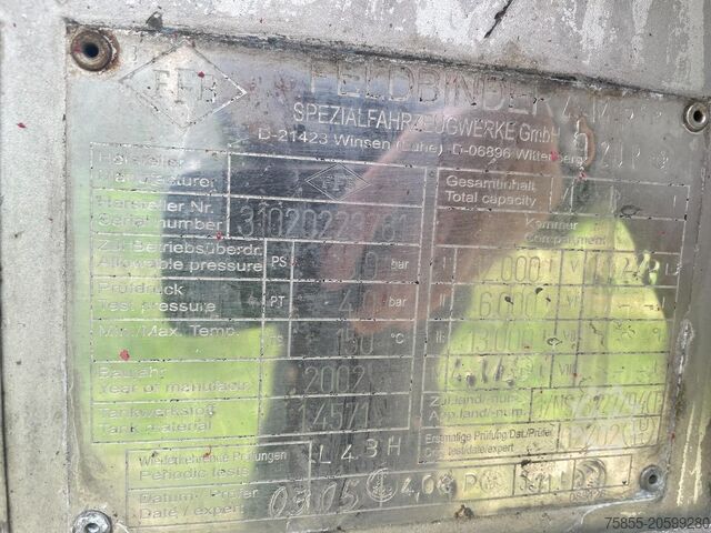 Tanque Feldbinder TSA 31.3-3 ADR / L4BH / 31.000 L / 3 Kammer (12...