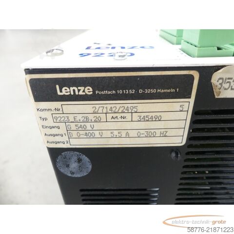 Thành phần Lenze 9223_E.2B.20 / 345490 Frequenzumrichter Serie 9220 SN: 2/7142/2495