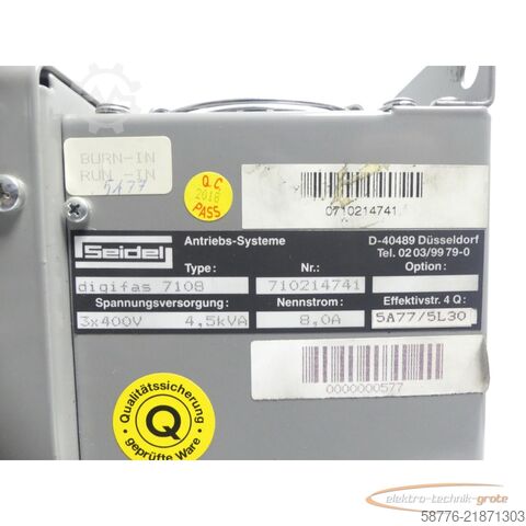 Komponent Seidel digifas 7108 Servoantrieb SN: 710214741