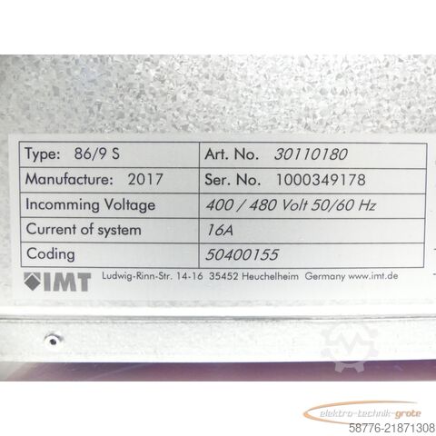 Componente Sieb & Meyer Sieb  Meyer 0362141EF1005 Type: 86/9 S 30110180 SN: 1000349178 --