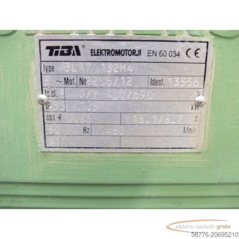 Motor Tiba 3LA7 132M4 Drehstrommotor Ident.13556 SN:2206/12