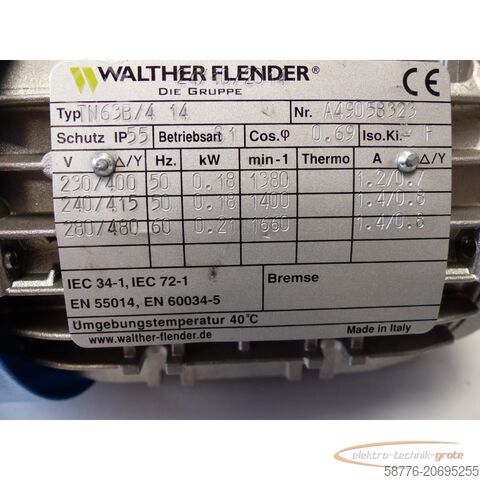 Motor Walter Flender Typ: TN3B/4 14 Motor SN:A49058323