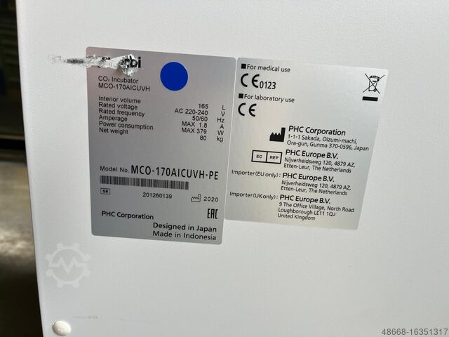 CO2 incubator cabinet H2O2 PHCbi MCO-170AICUVH-PE