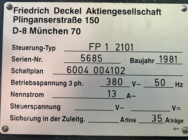 Fresadora de herramientas Deckel FP 1 2101