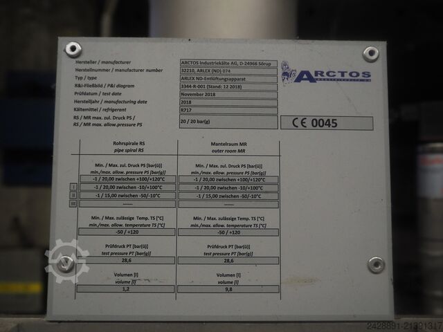 Sistem penyejukan amonia (NH3) Sabroe, York, Stal SAB 83, SVA26E, ARLEX ND