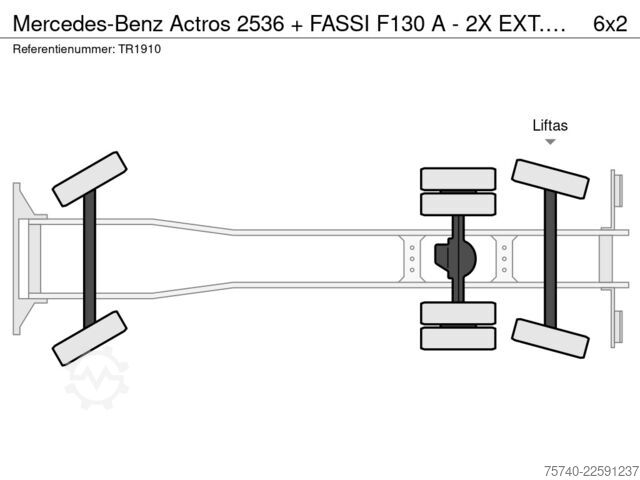 Nosturiauto Mercedes-Benz Actros 2536 + FASSI F130 A - 2X EXT. + 6X2 + HA...