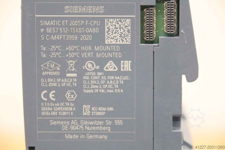 Central assembly Siemens ET 200SP F-CPU  6ES7512-1SK01-OABO