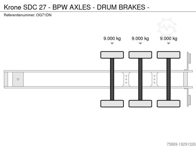 Konténerszállítás Krone SDC 27 - BPW AXLES - DRUM BRAKES -