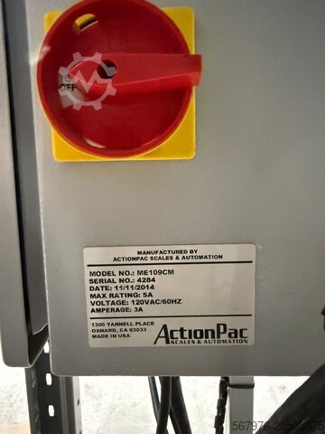 Linear weigher ActionPac Scales & Automation ME109CM Manual Weigh and Pack System