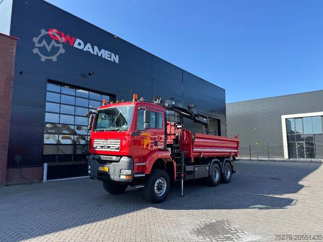 Tipper with crane MAN TGA 26.360 6x6 Kipper/ Hiab 144 E-2 HiPro Euro 5