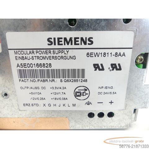 Componente Siemens 6EW1811-8AA Einbau Stromversorgung A5E00166828 -neuwertig!-