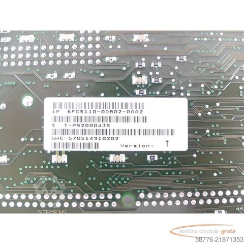 Komponente Siemens 6FC5110-0DB02-0AA2 MMC CPU 840C Version T SN T-P52000435