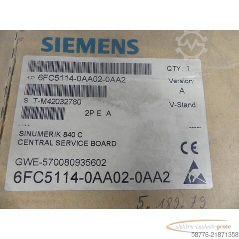 コンポーネント Siemens 6FC5114-0AA02-0AA2  Central Service Board SN:T-M42032780-!-