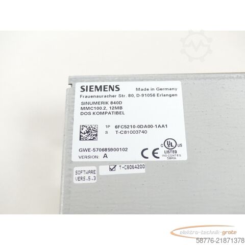 Komponente Siemens 6FC5210-0DA00-1AA1 Bedieneinheit SN T-C81003740 -!-