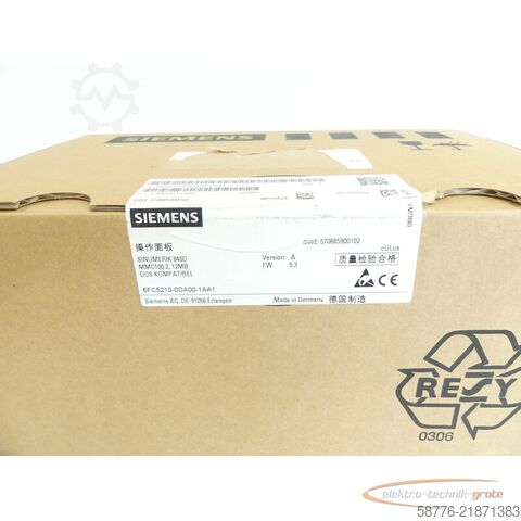 Komponens Siemens 6FC5210-0DA00-1AA1 Bedieneinheit SN T-MD2011590 -!-