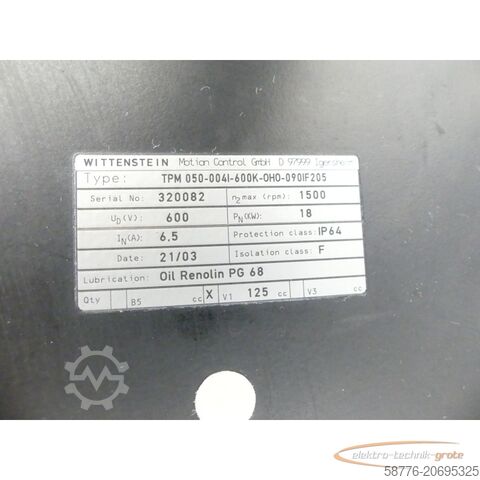 Motor Wittenstein Wittenstein TPM 050-004I-600K - OHO-090IF205 Motor SN 320082