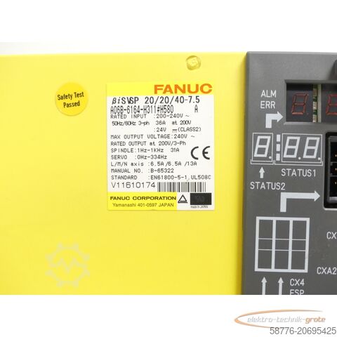 Fanuc bileşeni Fanuc A06B-6164-H311 # 580 Servo Amplifier SN:V11610174 - ! -