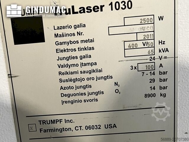 CO2 Laser Cutting Machine TRUMPF TruLaser 1030