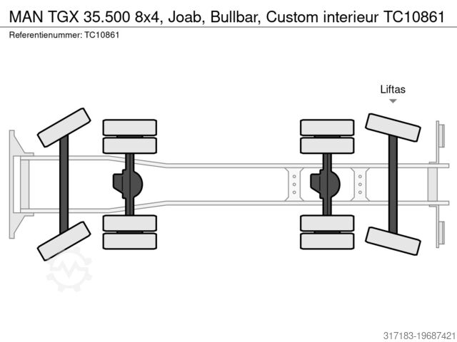 Systém hákového ramena MAN TGX 35.500 8x4, Joab, Bullbar, Custom interieur