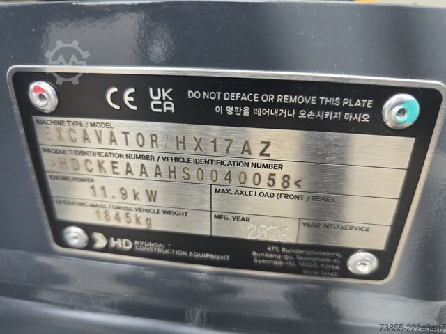 รถขุดขนาดเล็ก  Hyundai HX17AZ