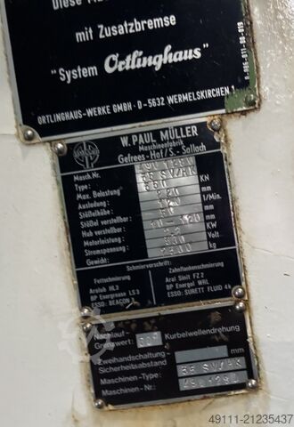 सनकी प्रेस - सिंगल कॉलम MÜLLER EXP 35 SV/HK